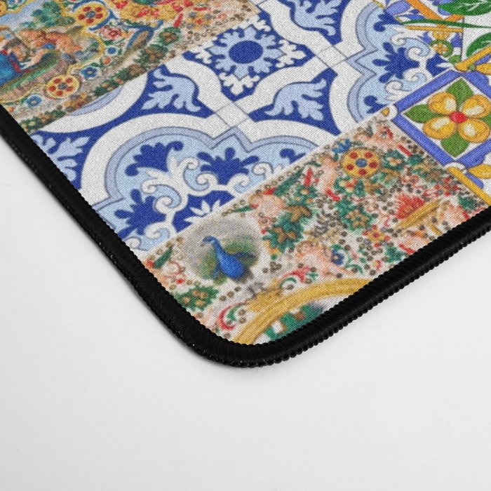 Italian,Sicilian art,holy Mary,Virgin Mary,maiolica,tiles,lemons,Citrus  Desk Mat Gallery Image 4