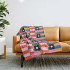 Mod Color Blocked Flower Pattern Throw Blanket Gallery Image 1
