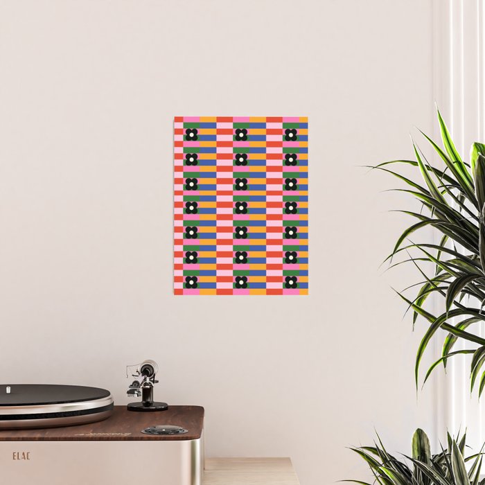 Mod Color Blocked Flower Pattern Poster Gallery Image 2