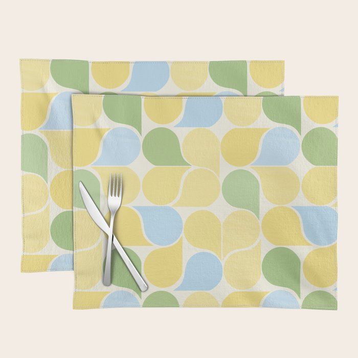 Playful Pastel Geometric Raindrop Pattern Placemat Gallery Image 1