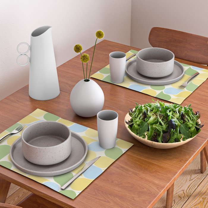 Playful Pastel Geometric Raindrop Pattern Placemat Gallery Image 2
