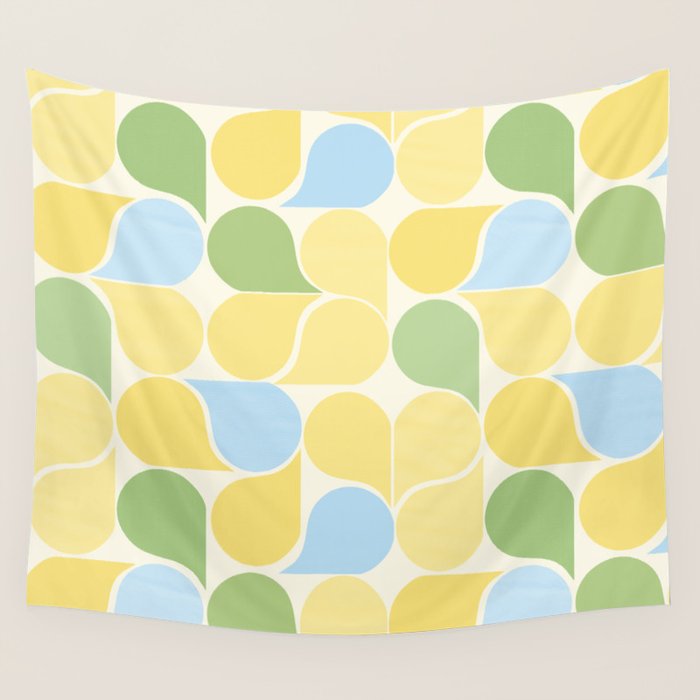 Playful Pastel Geometric Raindrop Pattern Wall Tapestry Gallery Image 4