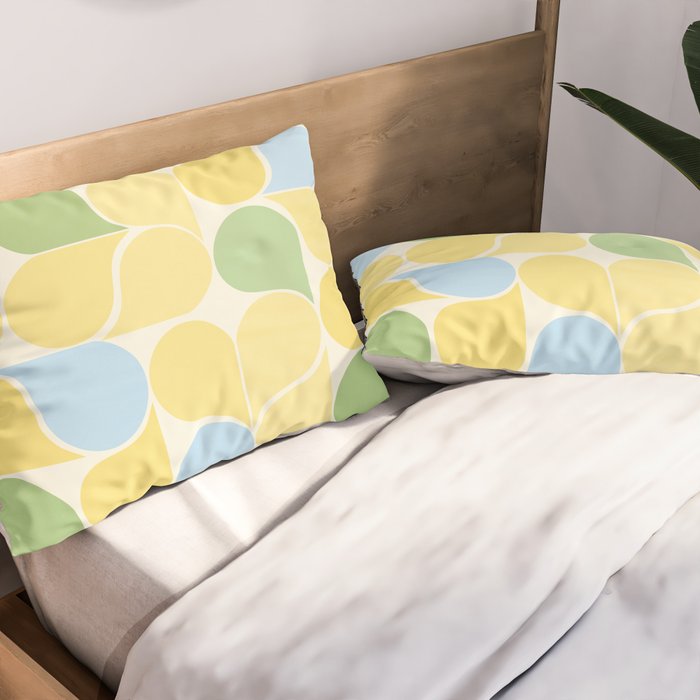 Playful Pastel Geometric Raindrop Pattern Pillow Sham Gallery Image 2