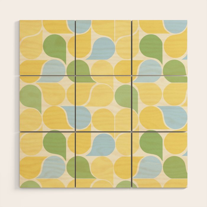 Playful Pastel Geometric Raindrop Pattern Wood Wall Art Gallery Image 1