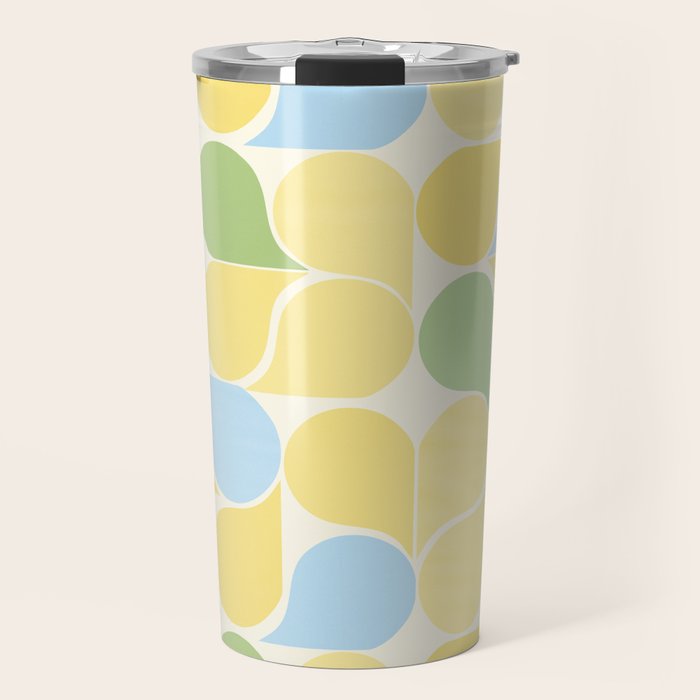 Playful Pastel Geometric Raindrop Pattern Travel Mug Gallery Image 1