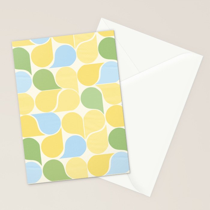 Playful Pastel Geometric Raindrop Pattern Stationery Card Gallery Image 2