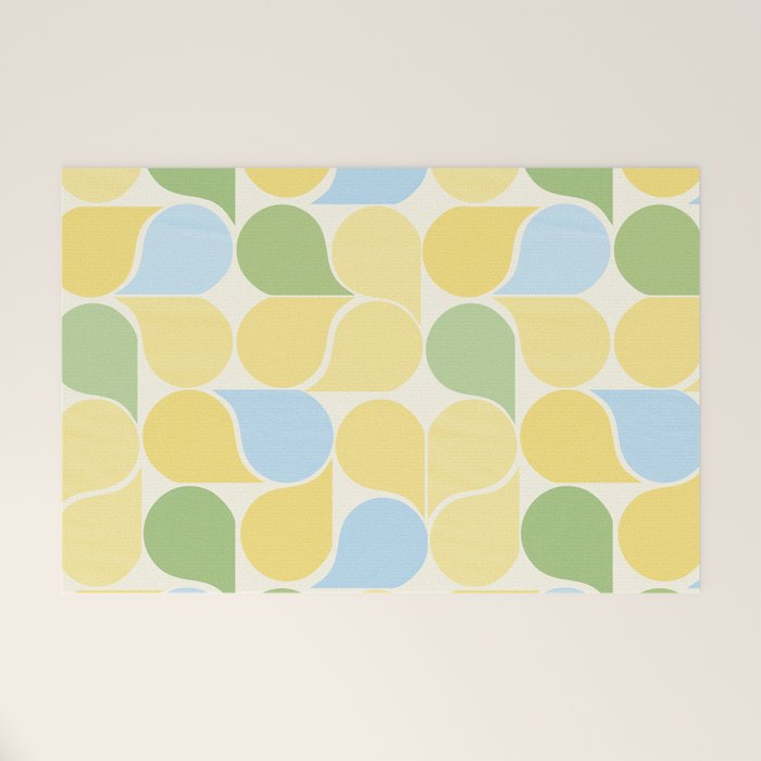 Playful Pastel Geometric Raindrop Pattern Welcome Mat Gallery Image 1