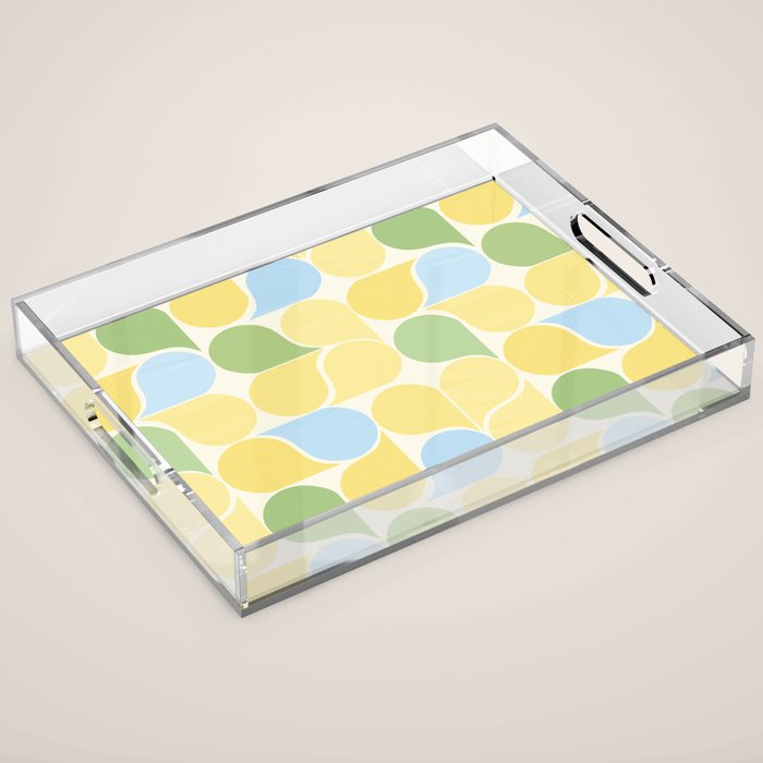 Playful Pastel Geometric Raindrop Pattern Acrylic Tray Gallery Image 1