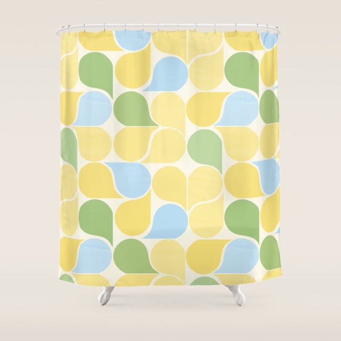 Playful Pastel Geometric Raindrop Pattern Shower Curtain Gallery Image 1