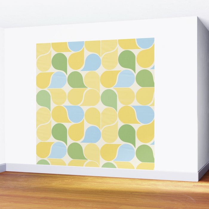 Playful Pastel Geometric Raindrop Pattern Wall Mural Gallery Image 2