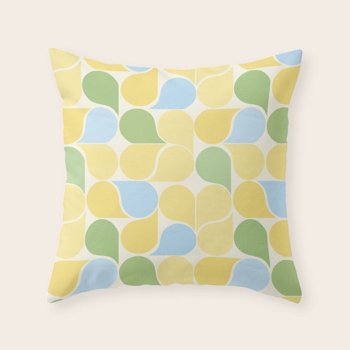 Playful Pastel Geometric Raindrop Pattern Throw Pillow Gallery Image 6