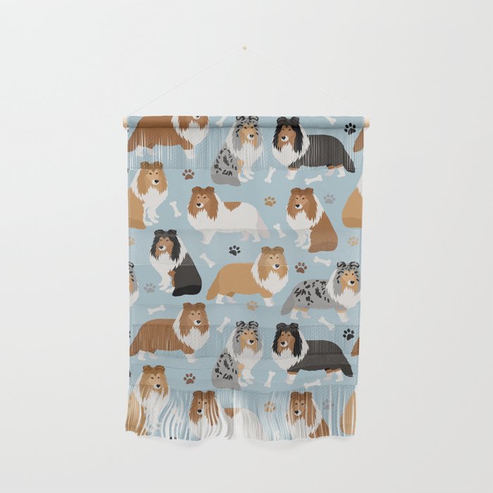 Shetland Sheepdog Sheltie Dog Paws and Bones Pattern Wall Hanging Gallery Image 1