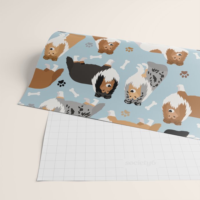 Shetland Sheepdog Sheltie Dog Paws and Bones Pattern Wrapping Paper Gallery Image 2