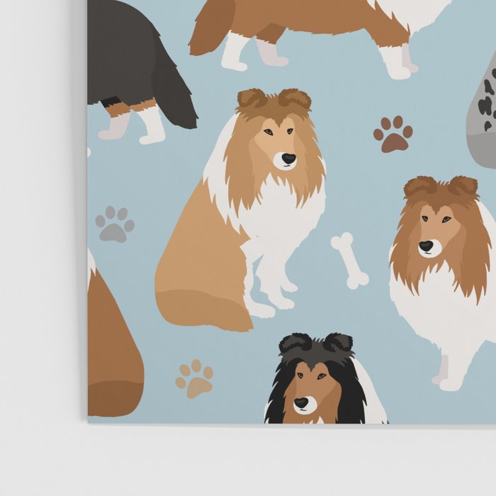 Shetland Sheepdog Sheltie Dog Paws and Bones Pattern Poster Gallery Image 3