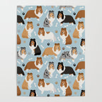 Shetland Sheepdog Sheltie Dog Paws and Bones Pattern Poster Gallery Image 4