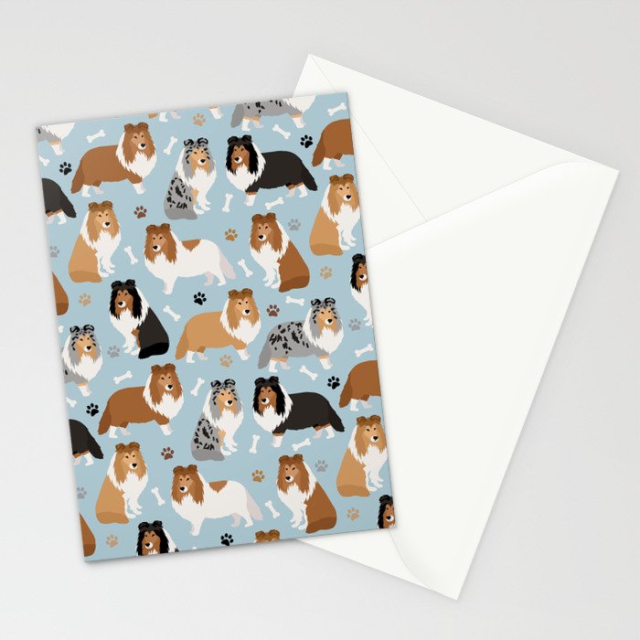 Shetland Sheepdog Sheltie Dog Paws and Bones Pattern Stationery Card Gallery Image 2