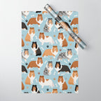 Shetland Sheepdog Sheltie Dog Paws and Bones Pattern Wrapping Paper Gallery Image 1