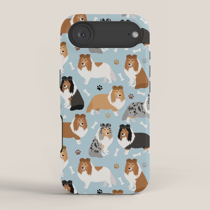 Shetland Sheepdog Sheltie Dog Paws and Bones Pattern iPhone Case Gallery Image 2