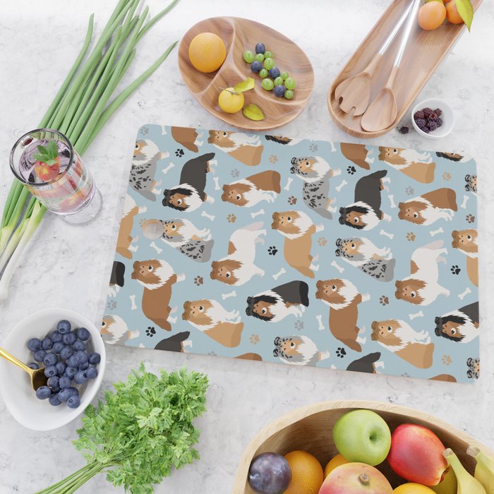 Shetland Sheepdog Sheltie Dog Paws and Bones Pattern Cutting Board Gallery Image 2