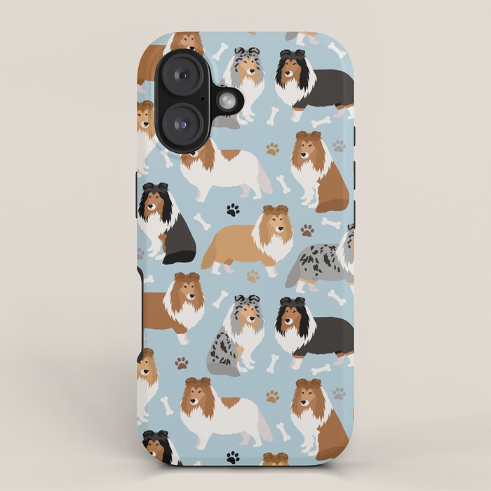 Shetland Sheepdog Sheltie Dog Paws and Bones Pattern iPhone Case Gallery Image 1