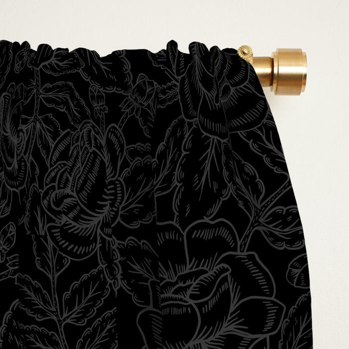 Gothic Country Rose in Black Window Curtain Gallery Image 2