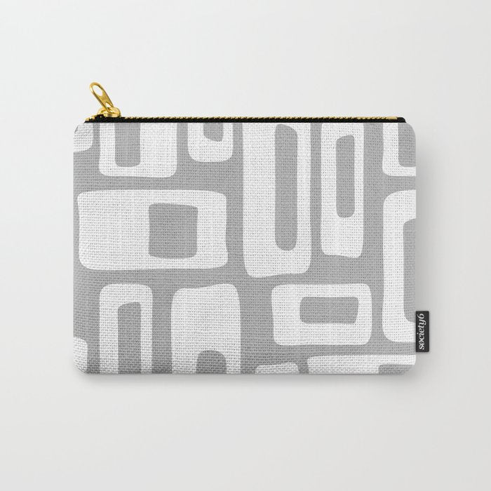 Retro Mid Century Modern Abstract Pattern 335 Mid Mod Winter Gray Carry All Pouch Gallery Image 1