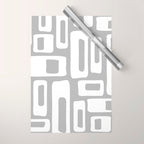 Retro Mid Century Modern Abstract Pattern 335 Mid Mod Winter Gray Wrapping Paper Gallery Image 1