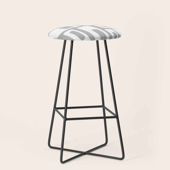 Retro Mid Century Modern Abstract Pattern 335 Mid Mod Winter Gray Stool Gallery Image 1
