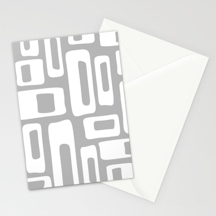 Retro Mid Century Modern Abstract Pattern 335 Mid Mod Winter Gray Stationery Card Gallery Image 2