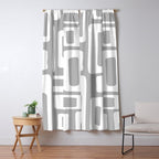 Retro Mid Century Modern Abstract Pattern 335 Mid Mod Winter Gray Window Curtain Gallery Image 5