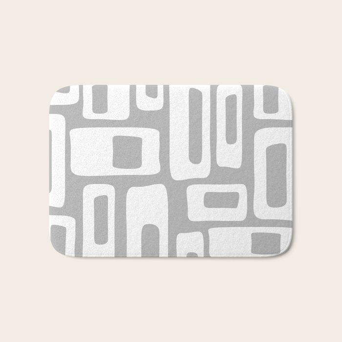 Retro Mid Century Modern Abstract Pattern 335 Mid Mod Winter Gray Bath Mat Gallery Image 1