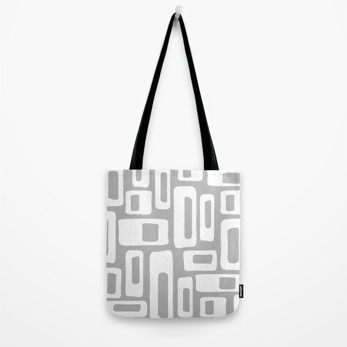 Retro Mid Century Modern Abstract Pattern 335 Mid Mod Winter Gray Tote Bag Gallery Image 2