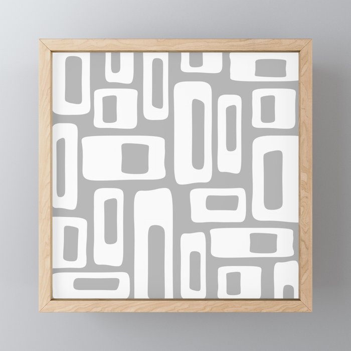 Retro Mid Century Modern Abstract Pattern 335 Mid Mod Winter Gray Mini Art Print Gallery Image 1