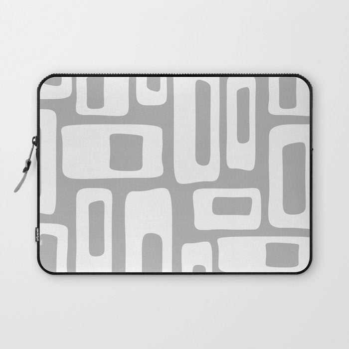 Retro Mid Century Modern Abstract Pattern 335 Mid Mod Winter Gray Laptop Sleeve Gallery Image 1