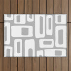 Retro Mid Century Modern Abstract Pattern 335 Mid Mod Winter Gray Outdoor Rug Gallery Image 1