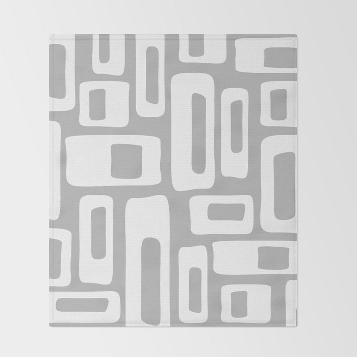 Retro Mid Century Modern Abstract Pattern 335 Mid Mod Winter Gray Throw Blanket Gallery Image 2