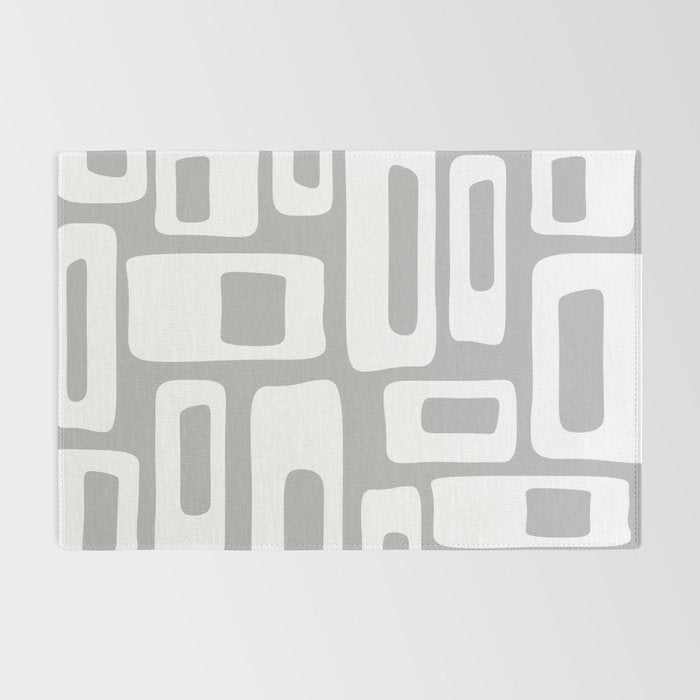 Retro Mid Century Modern Abstract Pattern 335 Mid Mod Winter Gray Rug Gallery Image 2