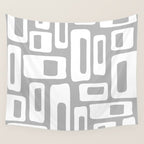 Retro Mid Century Modern Abstract Pattern 335 Mid Mod Winter Gray Wall Tapestry Gallery Image 4