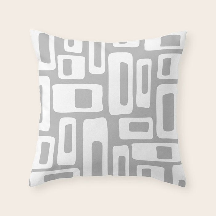 Retro Mid Century Modern Abstract Pattern 335 Mid Mod Winter Gray Throw Pillow Gallery Image 1