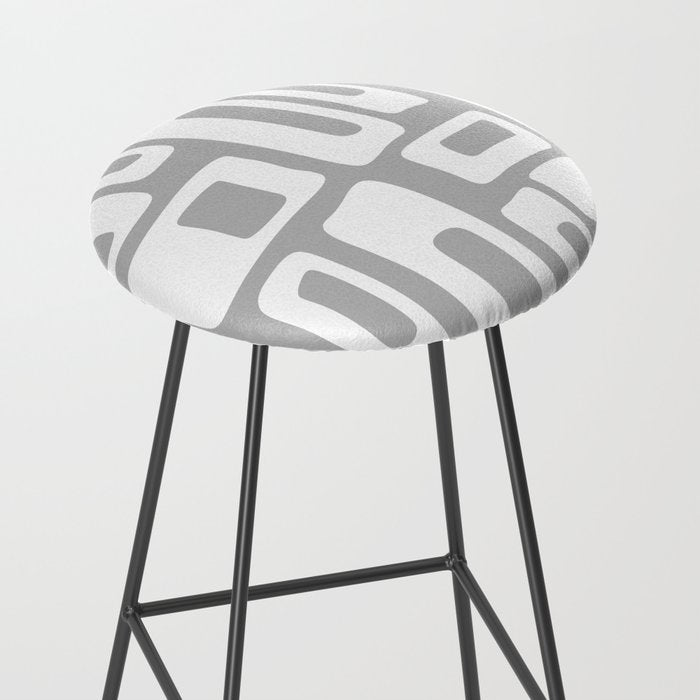 Retro Mid Century Modern Abstract Pattern 335 Mid Mod Winter Gray Stool Gallery Image 2