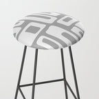 Retro Mid Century Modern Abstract Pattern 335 Mid Mod Winter Gray Stool Gallery Image 2