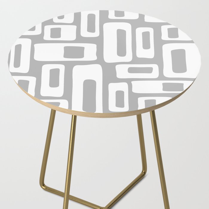 Retro Mid Century Modern Abstract Pattern 335 Mid Mod Winter Gray Side Table Gallery Image 2
