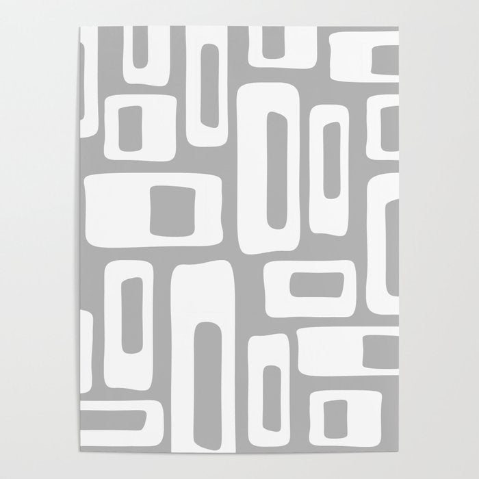 Retro Mid Century Modern Abstract Pattern 335 Mid Mod Winter Gray Poster Gallery Image 4