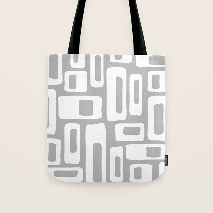 Retro Mid Century Modern Abstract Pattern 335 Mid Mod Winter Gray Tote Bag Gallery Image 1
