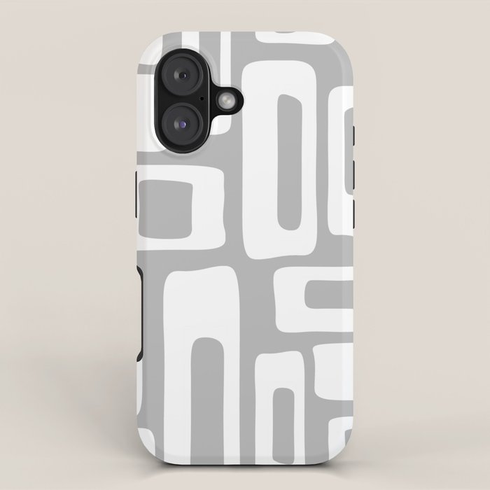 Retro Mid Century Modern Abstract Pattern 335 Mid Mod Winter Gray iPhone Case Gallery Image 1