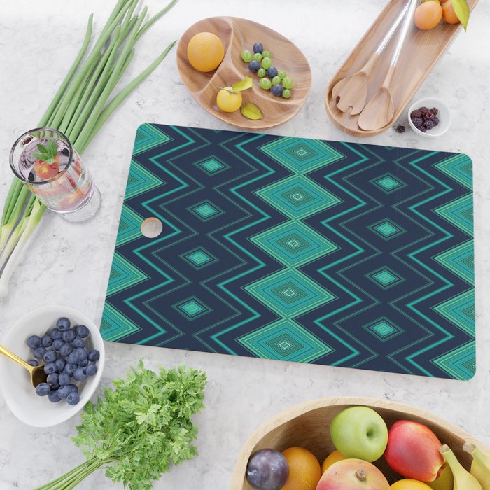 Indigo Teal Geo Cutting Board Gallery Image 2