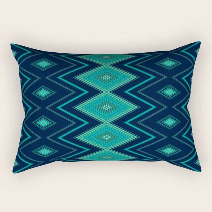 Indigo Teal Geo Rectangular Pillow Gallery Image 1