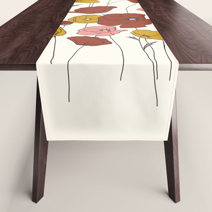 Colorful Poppy Flowers Table Runner Gallery Image 1