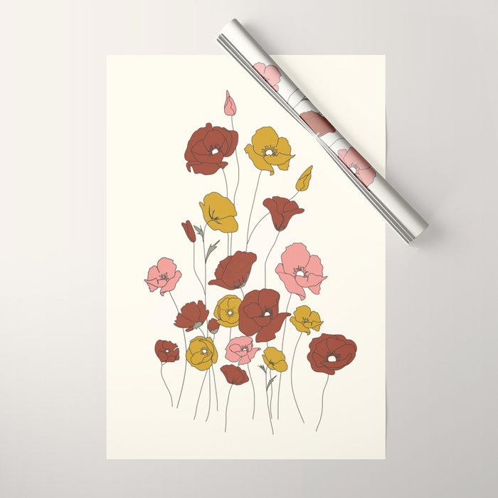 Colorful Poppy Flowers Wrapping Paper Gallery Image 1
