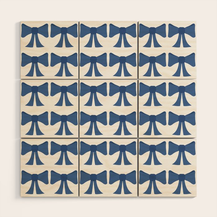 Vintage Bows V Blue Wood Wall Art Gallery Image 1